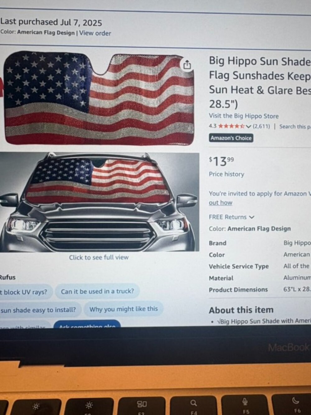 sun shade american flag bought in july 2025